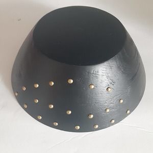 Brass Riveted Wooden Bowl Decor 9x9 Masculine Unique